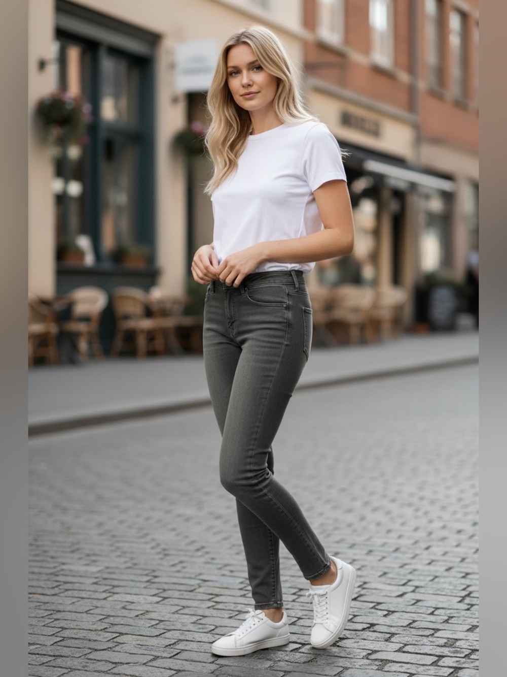 Leith Women's Skinny Jeans in Charcoal Gray Wash